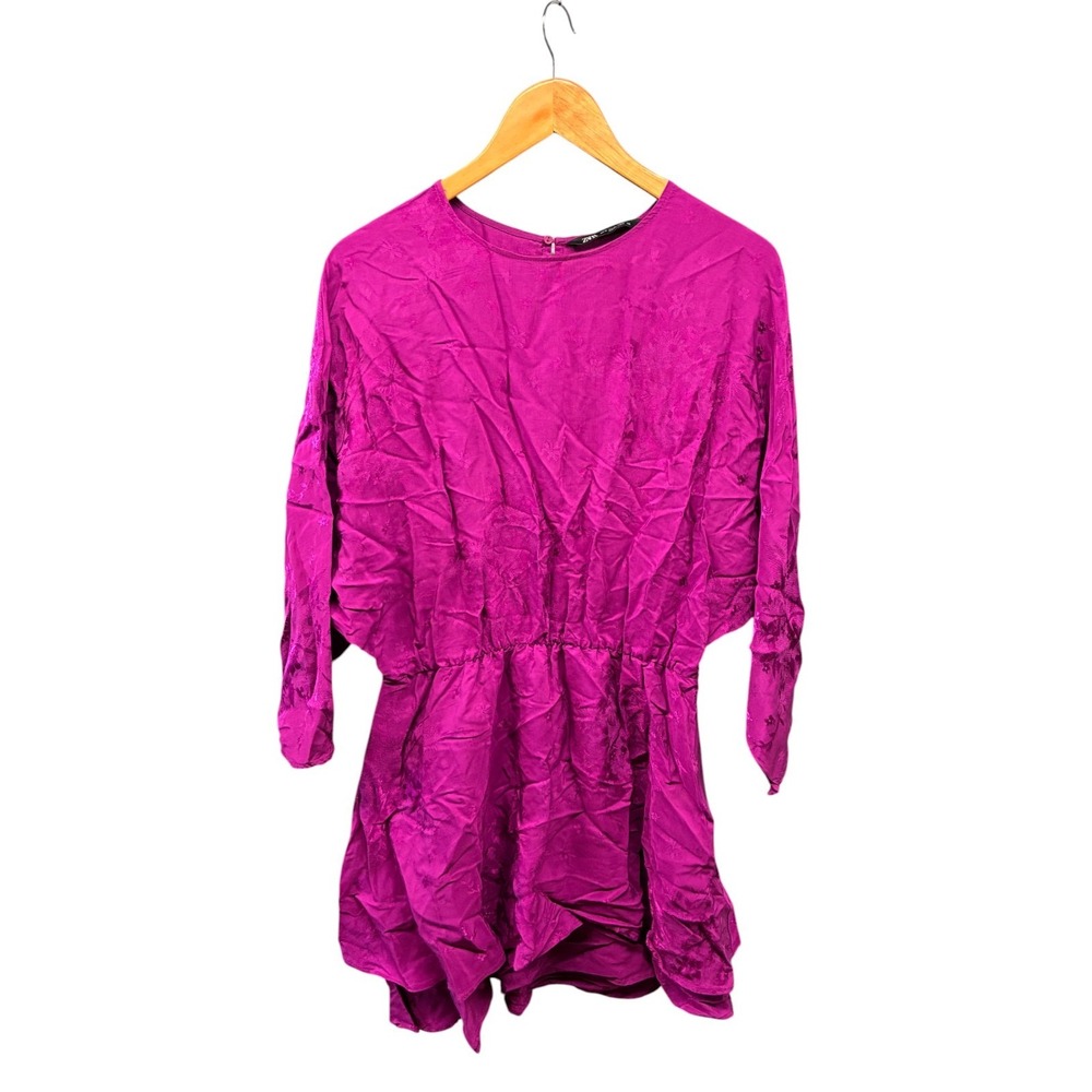Zara Batwing Sleeve Romper Womens XL Magenta Purple Keyhole Party